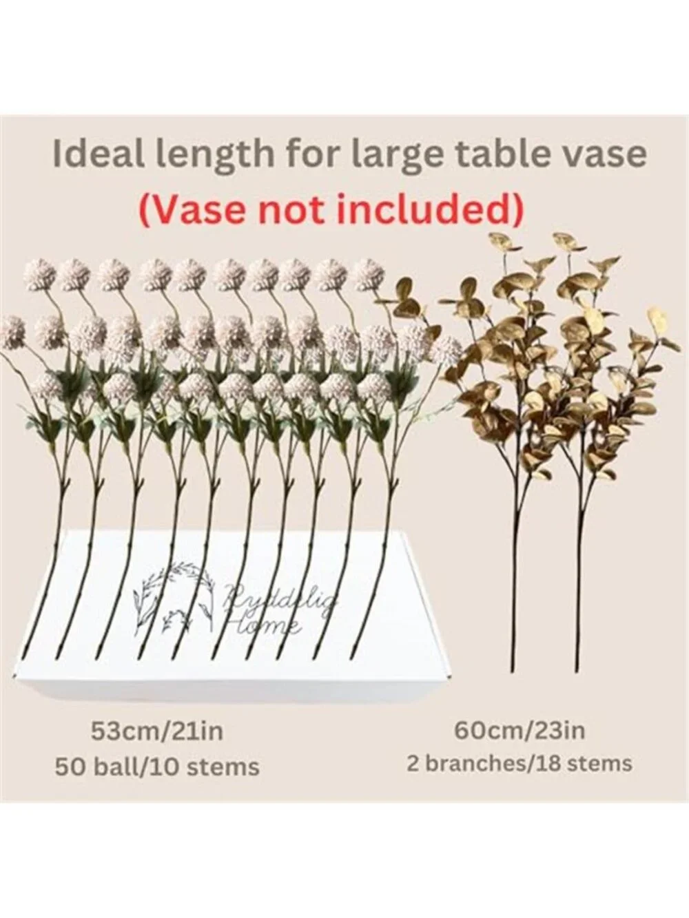 Beige Artificial Chrysanthemum Flowers Silk Faux Floral Arrangement Decor
